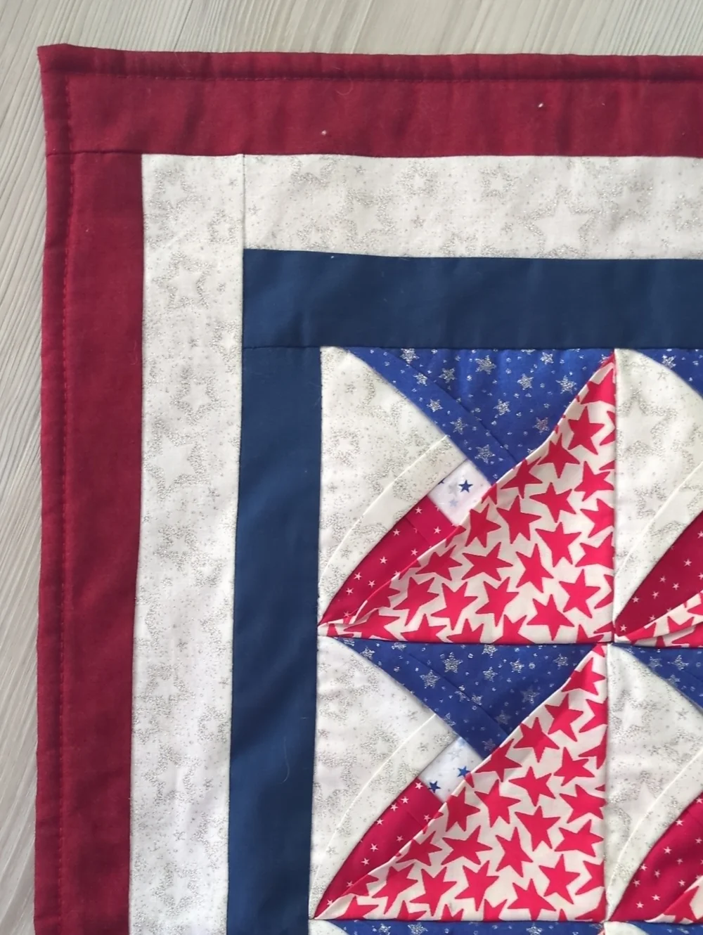 Handmade Patriotic Cathedral Window Quilt Wall Hanging 3D Americana Decor